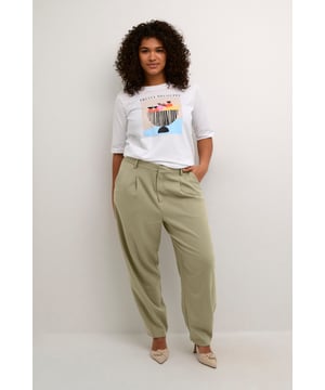 Loose fit,Elastische taille,Enkel lengte,Straight  Wassen op 30°, niet bleken, niet in de droger drogen, Druipnat ophangen in de schaduw, koud strijken max. 110° C, Droogreiniging  64% Polyester (Gerecycled),33% Viscose,3% Elastaan