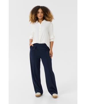 Elastische taille,Lange lengte,Straight  Fijne was 30°, niet bleken, niet in de droger drogen, Druipnat ophangen in de schaduw, koud strijken max. 110° C, Droogreiniging  95% Polyester,5% Elastaan