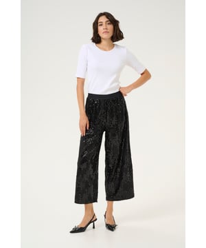 Regular fit,Elastische taille,Cropped lengte,Relaxed  Fijne was 30°, niet bleken, niet in de droger drogen, Druipnat ophangen in de schaduw, niet strijken, Droogreiniging  100% Polyester