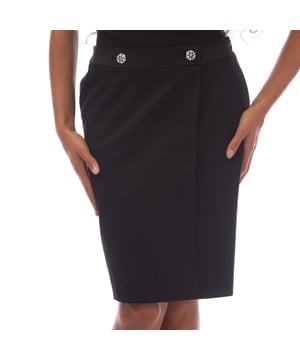 Womens BOSS Vittora Skirt in black.- Decorative buttons.- Side pockets.- Mini length.- Main material: 100% Virgin Wool.  Waistband: 72% Acetate  28% Viscose.  Lining: 54% Viscose  43% Polyamide  3% Elastane.  Dry clean.- Ref: 50483882001