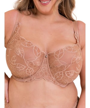 Curvy Kate Lovelace Full Cup Side Support Bra. Underwired full cup bra with a smooth graphic floral lace, side support, stretch lace top and a built up lace apex panel. The product is recommended for hand wash only.