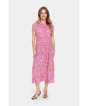 Regular fit,Midi lengte,Korte mouwen  Fijne was 30°, niet bleken, niet in de droger drogen, Druipnat ophangen in de schaduw, koud strijken max. 110° C, Droogreiniging  100% Viscose (LENZING™ ECOVERO™)