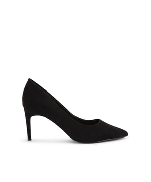 This pair of black Aiden court heels are crafted from a soft microsuede. There is a gold tone pin stud on the outsole and padding on the footbed for comfort. Heel height: 7.5cm.