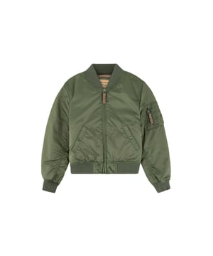 Dit bomberjack is perfect voor kinderen die de voorkeur geven aan een langer, slanker model. De oranje voering en het utility-zakje geven dit item iets extra’s.