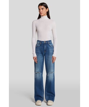 Damen  Die Tess Trouser ist vom Stil der 90er inspiriert, davon zeugen der hohe Bund, das gerade Bein und der coole Relaxed Fit. Diese Saison sind die beliebten Jeans wieder da: in dunkelblauem Denim mit Bleicheffekten und Used-Details für einen Vintage-Look. Tragen Sie dazu ein Feinstrickoberteil und Clogs. Die Jeans von 7 For All Mankind werden aus Premiumstoffen hergestellt.