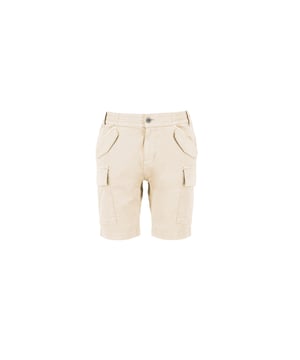 The Airman Short is a versatile and stylish garment. It is crafted from a cotton twill blend with a touch of elastane for stretch, featuring a slim fit and cargo pockets for a practical touch. The small Alpha Industries logo on the side pocket adds a subtle branding detail.