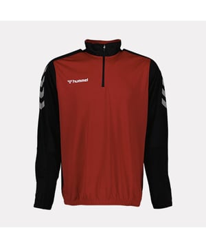 Juniors Hummel Half-Zip Sweatshirt in red black.- High collar with half zip.- Elasticated cuffs and hem.- Waterbased printed logo and chevrons.- Beecool material technology.- Sweat fabric. - 100% Polyester.- Ref: 1100233081