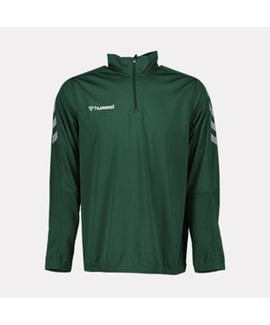 Juniors Hummel Half-Zip Sweatshirt in green.- High collar with half zip.- Elasticated cuffs and hem.- Waterbased printed logo and chevrons.- Beecool material technology.- Sweat fabric. - 100% Polyester.- Ref: 1100236140
