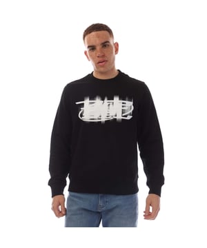 Mens Diesel S-Ginn-N Sweatshirt in black.- Ribbed crewneck.- Ribbed cuffs and hem.- Diesel logo on the chest is printed in a mix of water and flock finishes  resulting in a three-dimensional blurry effect.- Regular fit.- 100% Cotton.- Ref: A122740GEAD9XX