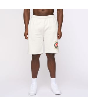 Mens Glorious Gangsta Ceazar Jog Shorts in ash grey- Self-fabric elasticated waist- Side welt pockets- Rear patch pocket- Photographic print at left leg- Soft brushback fleece construction- Slightly loose fit- 80% Cotton  20% Polyester. Machine washable.- Ref: GG2R124884ASSTK1
