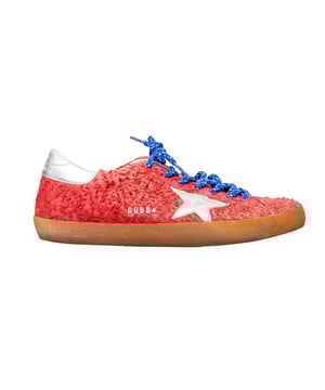 Empfohlener Verkaufspreis
Weiche, rote Wildleder-Sneaker mit Felleffekt, silbernen Verzierungen, Sternenakzenten und blauer Schnürung im Low-Top-Design für einen auffälligen Look.

Anmerkungen: Es sind einige Mängel vorhanden. Maße: Länge: 285 mm