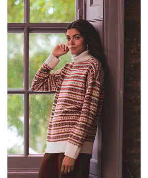 This jumper has been expertly dyed and spun in Europe, it's cut to a neater fit which works so well with the chunky knit. The classic Fair Isle motif plays around the seamless yoke and is mirrored at the hemline for a balanced effect that's right at home with your most loved worn denim.