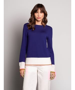 With an elegant boat neckline and neat cut, classic look, this jumper is ideal for everyday wear. Made in Ultrafine Merino wool which helps keep the creases at bay, promote breathability in warmer conditions and generate natural warmth if it's chilly, this jumper provides versatile appeal for all seasons. With an elegant drape, this is perfect for layering over a shirt collar or can be simply styles on it's own as the soft yarns will feel beautifully gentle against your skin.