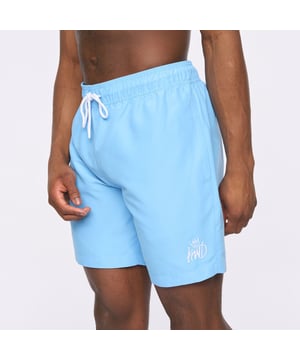 Mens Kings Will Dream Crosby 2.0 Swim Shorts in sky blue- Elasticated waist with drawcord- Side welt pockets- Rear patch pocket- Inner mesh brief- Embroidered logo at left hem- Relaxed fit- Shell: 100% Polyester.  Lining: 100% Polyester mesh.  Machine washable- Ref: KD2R124389ASSTK1