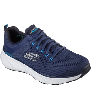 Geniet van goed gedempte prestaties terwijl je je voetafdruk in de gaten houdt met de Skechers Relaxed Fit Edgeride Contention. Deze veganistische atletische stijl heeft een bovenwerk van mesh met rekbare veters, een goed gedempte middenzool en een Skechers Air-Cooled Memory Foam inlegzool.