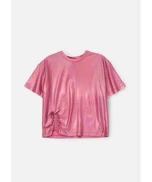 Sparkle and shine. Crafted from mesmerising   metallic jersey fabric and cut into a relaxed silhouette. this stunning tee is perfectly versatile and can be dressed up or down. Express your signature style with a touch of shimmer!.