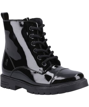 Stylish and hardwearing; the Lauren is sure to be a winner with its trendy styling and treaded sole. Featuring easy on and easy off hidden inside zip and lace up fastening, this boot will keep feet to feel secure and warm throughout the school day.