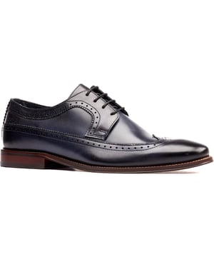 Crafted from smooth leather uppers, the Havisham formal men's shoe features beautiful brogue detailing and a wing tip that runs all the way to the heel where a Base brand can be found embossed into the leather.