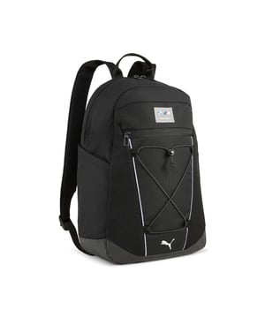PRODUCT STORY: Embrace your inner speedster with this sleek backpack. Featuring premium BMW M Motorsport and PUMA logos, multiple pockets, and a clean design, it's perfect for the fast-paced lifestyle. Carry your essentials in style and make a statement with PUMA. FEATURES & BENEFITS: Made with at least 50% recycled materials. DETAILS: Cleanly designed backpack; Internal padded slip-in pocket, front zip pocket, and side mesh pockets; Premium silicone BMW M logo badge; BMW M colour woven label on the side mesh pockets; PUMA embroidered Cat logo on front; PUMA branding details; Volume: 22L; Dimensions: H44cm x W30cm x D14cm.