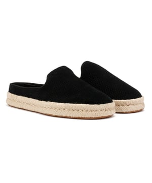 Smoking slipper inspired mule espadrille features a perforated suede upper and rope wrapped midsole for a classic, relaxed look. Designed for superior comfort with custom CloudBound™ foam insoles and a durable rubber outsole for reliable traction.