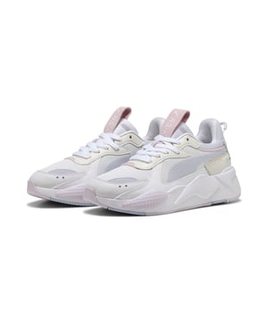 PRODUCT STORY: The RS-X returns for a new generation of consumers who live to express their individuality. The RS-X Soft features a textile base with leather and suede overlays along with a cool 3D-printed Formstrip. FEATURES & BENEFITS: The upper of this shoe is made with at least 20% recycled materials as a step toward a better future.; Running System: PUMA's comfortable cushioning technology celebrates the reinvention of a unique moment and movement in culture. DETAILS: Textile base; 3D printed Formstrip; Leather toe and heel overlay; Synthetic quarter panel and eyestay; Suede vamp and eyestay underlays; RS midsole; Rubber outsole.