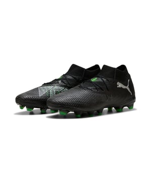 PRODUCT STORY: Playmakers, unleash your creativity with the FUTURE 8 PRO. a boot that fits different, made for players who make a difference. Unleash your creativity on firm and artificial grounds with these game-changing boots. Featuring a four-way stretch yarn upper, innovative stud design for 360-degree agility, and a removable NanoGrip sockliner, these boots are built for playmakers who redefine the game. FEATURES & BENEFITS: Made with at least 20% recycled materials; PWRTAPE: Targeted upper reinforcement for support and durability. DETAILS: Highly elastic four-way stretch yarn and stretchy knitted collar provide a flexible, secure, and supportive fit; Raised mesh lines and GripControl technology enhance ball grip and control; PWRTAPE across the midfoot offers ultimate lockdown and stability; Innovative stud design, orientation, and placement for quick pivots and 360-degree agility on both firm ground and artificial grass; FG/AG: Suitable for use on both firm natural surfaces and artificial grass (4G); Regular to wide fit.