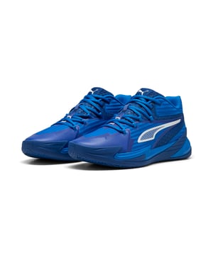 PRODUCT STORY: Stand out with fast, progressive design. Our latest innovation features a PROFOAM midsole for lightweight rebound, PUMA BITE outsole for traction, and dynamic lacing for a secure fit. Perfect for dominating outdoor courts with confidence and style. Get ready to win. FEATURES & BENEFITS: The upper of the shoes is made with at least 20% recycled materials; PUMA BITE: Durable outsole pattern that offers superior traction on the court; PROFOAM: Lightweight EVA designed to cushion your landing and propel your next step. DETAILS: Regular width; Dynamic lacing system with anchor points on the vamp and through the forefoot, for a more secure, sure-footed feel; External rubber wrap-up for lateral stability; PUMA Hoops Jaws branding; PUMA branding details.