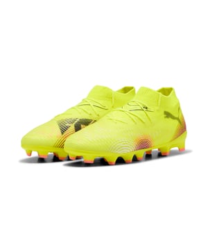PRODUCT STORY: Playmakers, unleash your creativity with the FUTURE 8 PRO, PUMA's latest football gem. These boots feature a flexible upper, GripControl technology for superior ball control, and a removable NanoGrip sockliner. Play with or without laces and control the game. FEATURES & BENEFITS: Made with at least 30% recycled materials. DETAILS: GripControl technology improve ball grip and control; Support tape across the midfoot for lockdown and stability; Highly elastic four-way stretch yarn upper provides a flexible, secure fit; Stretchy knitted collar; Raised mesh lines; FLEXGILITY outsole with a circular stud configuration for quick pivots and 360-degree agility; FG/AG: Suitable for use on both firm natural surfaces and artificial grass (4G); PUMA Youth: Recommended for older kids between 8 and 16 years.