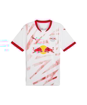 PRODUCT STORY: With this season's RB Leipzig Home kit we celebrate pride for the city and the juxtaposition of old and new with one of its most eye-catching landmarks - the university of Leipzig. Play like Leipzig's finest with mesh inserts and our moisture-wicking dryCELL technology to keep you cool and dry. FEATURES & BENEFITS: dryCELL: Performance technology designed to wick moisture from the body and keep you free of sweat during exercise; As part of the RE:FIBRE program, this garment is made of at least 95% recycled material from textile waste and other used materials. DETAILS: Regular fit; 170 gsm, Jacquard; Mesh inserts; Crew neck; Short sleeves; Official team branding.