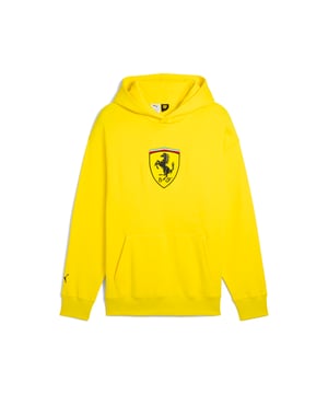 PRODUCT STORY: Join the Scuderia Ferrari team with this relaxed fit hoodie. Featuring the iconic Ferrari Shield logo, PUMA Cat on the arm, elasticated hems and cuffs, and a kangaroo pocket. Tradition meets innovation for a look that's effortlessly cool. FEATURES & BENEFITS: Made with at least 20% recycled materials. DETAILS: Relaxed fit; Main material: Fleece; Regular length; Hood; Long sleeves; Kangaroo pocket; PUMA branding details.