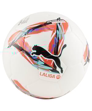 PRODUCT STORY: Smash training goals with the Orbita La Liga 1 Hybrid. This football features a hybrid, seamless construction for improved durability and great shape while the PU outer with foam backing ensures a soft-touch and excellent flight characteristics. DETAILS: Hybrid construction with no visible seams for improved durability, increased consistency of shape and reduced water absorption; 32 panels with equal surface area: aids shape retention; 0,8mm PU outer with multi foam backing for a soft touch, power and excellent flight characteristics; Rubber bladder + PAL (Puma Air Lock) valve for excellent air retention; Official team branding; PU 25%, EVA 20%, Polyester 7%, Rubber Bladder 48%.