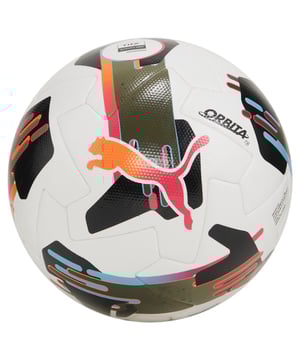 PRODUCT STORY: Take your game to the next level with this Orbita 1 football. Its high-frequency moulded construction provides excellent shape retention and durability while the new perfectly balanced 12-panel concept features deep seams for great aerodynamics. This top level match ball with outstanding performance criteria was developed for the highest level of football. DETAILS: High frequency moulded ball: excellent shape retention, durability, reduced water absorption and soft touch; 12 panels of equal shape and size provide a perfectly balanced weight contribution while enlarged, deep seams give a positive aerodynamic effect; 3D textured 1.2mm PU surface: improves durability and aerodynamics; Newly developed POE foam: provides a firm touch, improved consistency of rebound and explosive power; Rubber bladder and PAL (Puma Air Lock) valve: excellent air retention and rebound; FIFA Quality Pro: guarantee's the highest level of performance; 30% Polyurethane, 30% Synthetic Rubber (POE) Foam, 30% Synthetic Rubber, 10% Polyester.
