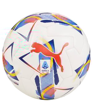 PRODUCT STORY: Take your game to the next level with this official match ball from the Serie A in Italy. Its high-frequency moulded construction provides excellent shape retention while the new perfectly balanced 12-panel concept features deep seams for great aerodynamics. This top level match ball with outstanding performance criteria was developed for the highest level of football. DETAILS: High frequency moulded ball: excellent shape retention, durability and reduced water absorption; Soft touch; New 12-panel concept: panels of equal shape and size for a perfectly balanced weight contribution with enlarged, deep seams for a positive aerodynamic effect; 3D textured 1.2mm PU surface: improves durability and aerodynamics; Rubber bladder + PAL (Puma Air Lock) valve: excellent air retention and rebound; FIFA Quality Pro: guarantee's the highest level of performance; Official match ball of the Serie A; 30% PU, 30% synthetic rubber (POE) foam, 30% synthetic rubber,10% polyester".