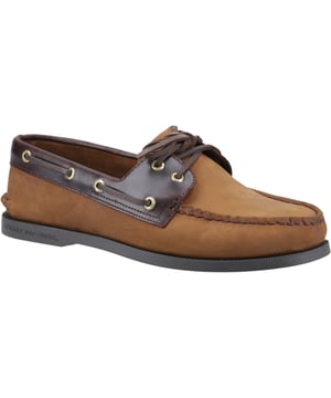 Unser Authentisches Original ist mehr als nur ein klassisches Design - es ist zu einem Stil-Ikone geworden. Mit vollnarbigem Leder, handgenähter Mokassin-Konstruktion und unserer charakteristischen Sperry-Rasiermesser-Schnitt Wave-Siping-Technologie für ultimate Nass-/Trocken-Grip.