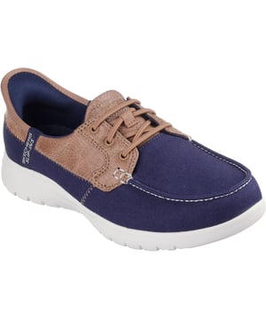 Stap in de handige nautische comfort en demping met de Skechers Hands Free Slip-ins On-the-GO Flex - Palmilla. Deze casual bootsschoen heeft een Memory Foam inlegzool, lichte ULTRA GO demping en een handsfree gemodelleerde hielpaneel.