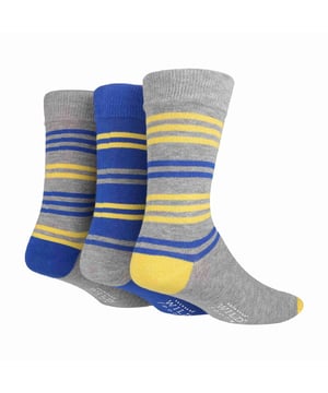 Wildfeet Men’s 3 Pack Patterned Socks: Wild Feet are a great choice if you’re after quality, great colours as well as some funky patterns/designs for your feet. If you’re looking for a softer dress sock with then these are the ideal ones for you!. These socks are made from a rich Viscose from Bamboo material which makes them very breathable, naturally moisture wicking and some of the softest socks you’ll ever wear! There are 3 patterns to choose from: Squares, Stripes, Spots all with a bunch of colour options. These socks would be ideal for everyday wear or for the working day. They could even make a great gift for someone that you know needs an upgrade on their sock drawer with the amazing comfort that they provide. Wild Feet is a range of socks featuring cool designs, bold colours and quirky catchphrases - from pugs and penguins, to lions and llamas! - Choose from a range of styles for men and ladies, from dress to trainer socks. There are even some sporty styles available!. They come in one size Men’s 6-11 UK, are made from 70% Viscose Bamboo 28% Polyester 2% Elastane and come in 10 different styles. They are machine washable. Extra Product Details: Men’s 3 Pack Jacquards Socks Viscose Bamboo Fibre 14 Pattern Choices Super Soft & Comfy A Great Gift Ideal For Everyday Wear Wildfeet Branded One SIze Men’s 6-11 UK Machine Washable