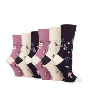 Gentle Grip  NON ELASTIC Bamboo Socks: If comfort is your sole goal when searching for a pair of socks, then consider these pair of Gentle Grip  NON ELASTIC bamboo socks to be the one of the best. Bamboo is credited as the modern ‘super fibre’, Gentle Grip is an esteemed sock brand focusing solely on comfort and a  NON ELASTIC technique is highly recommended to reduce pressure in the foot… everything seems to be right about this sock. Why Bamboo is great: Bamboo is commonly known to be an awesome material. Here are 3 reasons why bamboo is the best. Moisture wicking – Bamboo fibres naturally control temperatures, so a brilliant fibre knitted into socks. Gentle Grip – Non Elastic Honeycomb Top: With a specially designed HoneyComb Top, soft Gentle Grip socks are made more comfortable for all wearers, but particularly if you struggle with circulatory problems. Combining a natural bamboo blend and  NON ELASTIC honeycomb top gentle grip socks into one package could be the perfect pair of socks for your feet if comfort is your main goal. Extra Product Details: * 6 pair pack, Bamboo socks,  NON ELASTIC, Honeycomb top, Strengthened heel and toe, 5 designs to choose between, 77% Viscose Bamboo 17% Polyester and 1% elastane, Size 4-8 uk 37-42 eur 5-8 us, Machine washable