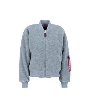 Dit is de MA-1 VF Teddy bomberjack van Alpha Industries. De hoogglanzende ritsen en de oversized pasvorm zijn zowel modieus als comfortabel, terwijl het mouwzakje een praktisch element toevoegt.