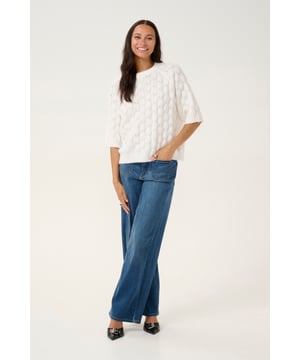 Modell: , Passform: Lockere Passform, Udformning: 1/2 Ärmel 30 Grad extra schonende Wäsche, nicht bleichen, nicht im Trockner trocknen, flach im Schatten trocknen, kalt bügeln max. 110° C,  58% Polyester (recycelt), 20% Polyester, 13% Acryl, 6% Wolle, 3% Elasthan