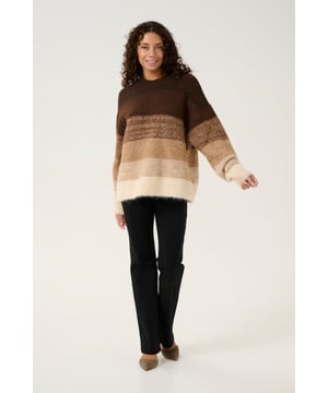 Oversize fit,Normale lengte,Lange mouwen  Extra fijne was 30°, niet bleken, niet in de droger drogen, Liggend laten drogen., koud strijken max. 110° C, Chemisch laten reinigen.  49% Polyester (Gerecycled),21% Polyester,15% Nylon,8% Acryl,5% Wol,2% Elastaan