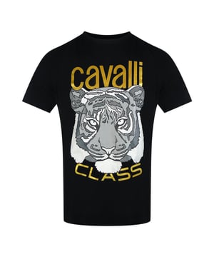 Elevate your casual wardrobe with the Cavalli Class Bold Tiger Graphic Black T-Shirt. Crafted from 100% premium cotton, this men's tee offers exceptional comfort and breathability for all-day wear. Featuring a striking tiger graphic, it adds a bold, stylish edge to your look. Made in Bangladesh with attention to quality, this T-shirt combines durability with contemporary design, making it a versatile piece for any occasion. Perfect for those who want to stand out effortlessly while enjoying superior softness and fit. Upgrade your essentials with this standout Cavalli Class tee