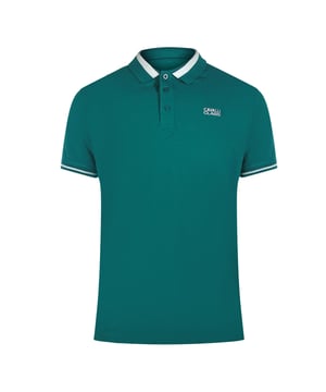 Elevate your casual wardrobe with the Cavalli Class Bold Stripe Collar Green Polo Shirt. Crafted from 100% premium cotton, this breathable polo ensures all-day comfort and durability. Its striking green ottanio color paired with a bold striped collar adds a sophisticated edge to your look, perfect for both relaxed weekends and smart-casual occasions. Made in Bangladesh with attention to quality, this shirt blends classic style with modern flair, making it a versatile staple for any man's collection. Experience the perfect balance of comfort and elegance with this standout polo