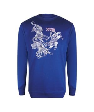 Experience the perfect blend of style and comfort with the Cavalli Class Paisley Leopards Iris Blue Round Neck Sweatshirt. Crafted from 100% premium cotton, this men's sweatshirt offers a soft, breathable feel ideal for everyday wear. Its striking iris blue color is enhanced by a unique paisley leopard print, adding a bold, fashionable edge to your casual wardrobe. Made in Bangladesh with attention to quality, this sweatshirt ensures durability and a comfortable fit. Elevate your look effortlessly while enjoying all-day comfort with this standout piece from Cavalli Class