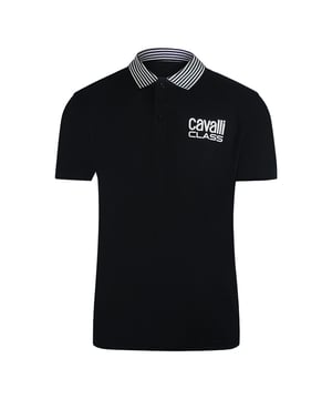 Elevate your casual wardrobe with the Cavalli Class Striped Collar Black Polo Shirt, crafted from 100% premium cotton for exceptional comfort and breathability. This short-sleeve polo features a distinctive striped collar that adds a touch of refined style to your everyday look. Made in Bangladesh with attention to quality, it offers a perfect fit and durability for long-lasting wear. Ideal for both relaxed weekends and smart-casual occasions, this polo shirt combines classic design with modern sophistication to keep you looking sharp effortlessly. Upgrade your essentials with this versatile and stylish piece
