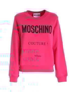Elevate your wardrobe with the Moschino Couture Milano Fuxia Jumper, a vibrant statement piece that combines bold color with luxurious comfort. Crafted with attention to detail, this jumper offers a flattering fit and soft fabric that keeps you cozy while turning heads. Perfect for adding a pop of fuchsia to your everyday style or layering for a chic, fashion-forward look. Embrace the iconic Moschino flair and make every outfit unforgettable with this standout jumper. Made in Portugal, 100% Cotton
