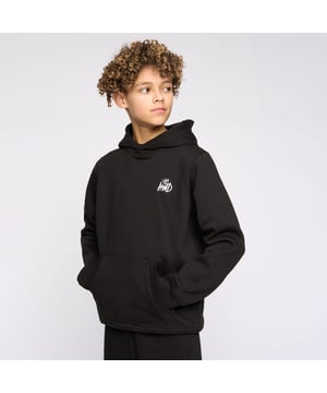 Boys Kings Will Dream Stanton Hoodie in black- Hooded- Long sleeves- Flat  soft feel print at left chest and on reverse.- Kangaroo pocket to front- Ribbed cuffs and hem- Soft brushback fleece construction- Relaxed fit- 60% Cotton  40% Polyester.  Machine washable.- Ref: KD3E124525BS2STK