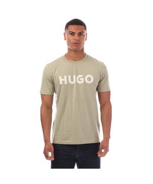 Mens Hugo Dulivio T- Shirt in green.- Ribbed crewneck.- Short sleeves.- Printed logo on the left chest.- Trimmed with signature red piping inside the collar.- Regular fit.- 100% Cotton.- Ref: 50467556391