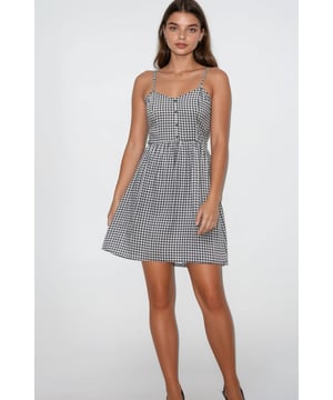 Step into summer with this pretty strappy dress. Delicately crafted with a fit & flare style and adjustable spaghetti straps, it will hug your body in all the right places. The mock button front adds a touch of sophistication to this pretty mini slip dress. Finished a side zip fastening for a perfect fit.

As clearance stock, brand labels have either been pen marked or removed.