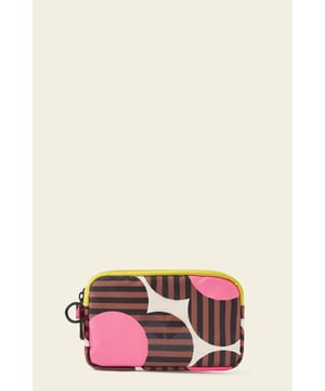 Introducing the Iota Phone Case, a compact essential for your on-the-go lifestyle. With two equal-sized zip compartments and a small internal slip pocket, there’s room for all your small necessities. Featuring Orla Kiely’s signature flower polka dot print in recycled polyester, this piece combines practicality with a touch of creative flair.