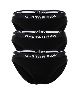 Einfarbige Damen Slips von der Marke G-STAR im vorteilhaften 3er Pack. Briefs für den Alltag mit Logo-Bund aus weicher Stretch-Baumwolle.